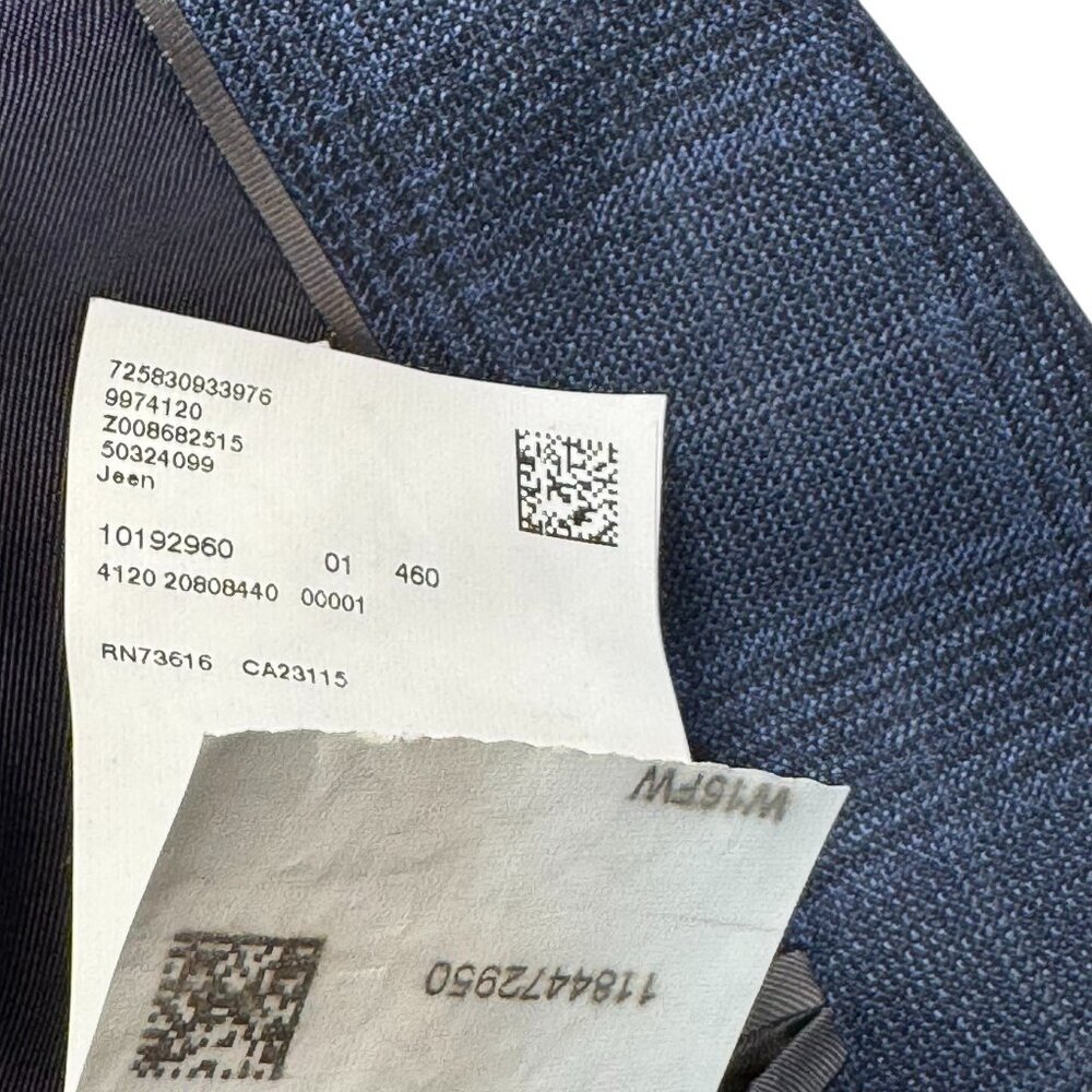 Hugo Boss Guabello Italy Dual Vent Navy Windowpane Plaid Blazer Jacket 38R - Picture 14 of 14